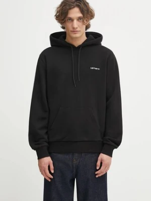 Carhartt WIP bluza bawełniana Hooded Script Embroidery Sweat męska kolor czarny z kapturem z aplikacją I035392.0D2XX