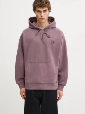 Carhartt WIP bluza bawełniana Hooded Vista Sweat męska kolor fioletowy z kapturem gładka I029523.33IGD