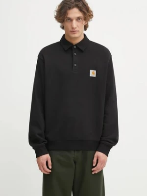 Carhartt WIP bluza bawełniana Polo Sweat męska kolor czarny z aplikacją I035532.89XX