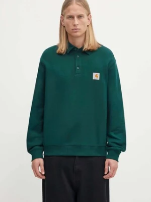 Carhartt WIP bluza bawełniana Polo Sweat męska kolor zielony z aplikacją I035532.05AXX
