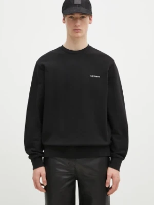 Carhartt WIP bluza bawełniana Script Embroidery Sweat męska kolor czarny gładka I034496.0D2XX