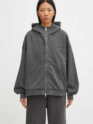 Carhartt WIP bluza bawełniana W' Hooded Benton Jacket damska kolor szary z kapturem gładka I035525.87GD