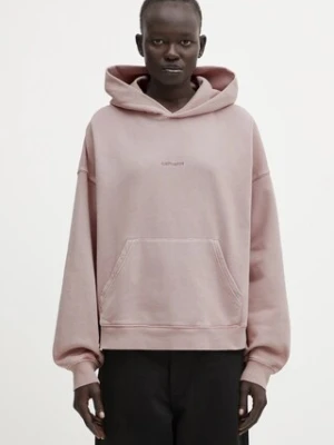 Carhartt WIP bluza bawełniana W' Hooded Benton Sweat damska kolor różowy z kapturem gładka I034512.1NJGD