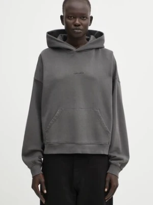 Carhartt WIP bluza bawełniana W' Hooded Benton Sweat damska kolor szary z kapturem gładka I034512.87GD