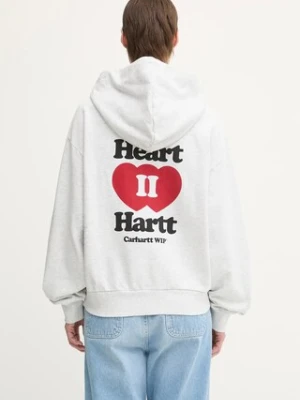 Carhartt WIP bluza bawełniana W' Hooded Heart II Hartt damska kolor biały z kapturem z nadrukiem I035242.482XX