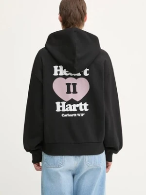 Carhartt WIP bluza bawełniana W' Hooded Heart II Hartt damska kolor czarny z kapturem wzorzysta I035242.89XX