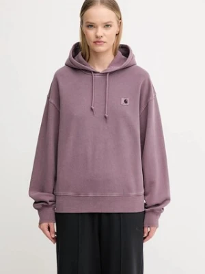Carhartt WIP bluza bawełniana W' Hooded Nelson Sweat damska kolor fioletowy z kapturem gładka I032741.33IGD