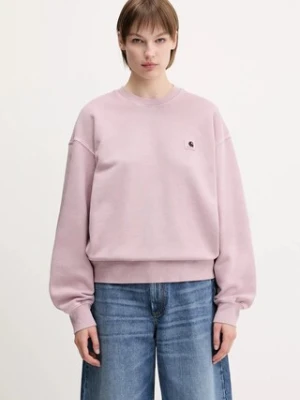 Carhartt WIP bluza bawełniana W' Nelson Sweatshirt damska kolor różowy gładka I029537.2P8GD