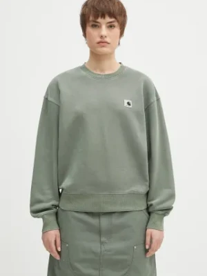 Carhartt WIP bluza bawełniana W' Nelson Sweatshirt damska kolor zielony gładka I029537.1YFGD