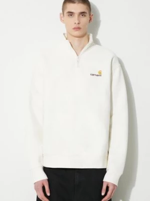 Carhartt WIP bluza Half Zip American Script Sweat męska kolor beżowy z aplikacją I027014.D6XX