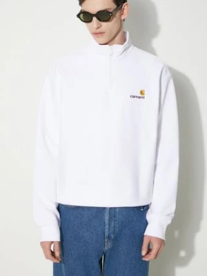 Carhartt WIP bluza Half Zip American Script Sweat męska kolor biały gładka I027014.02XX