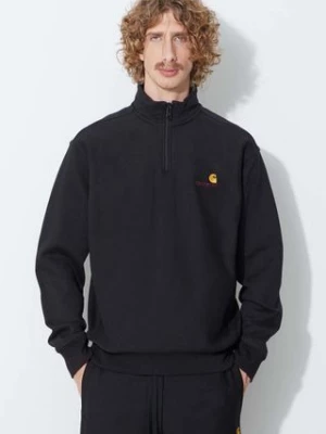 Carhartt WIP bluza Half Zip American Script Sweat męska kolor czarny z aplikacją I027014