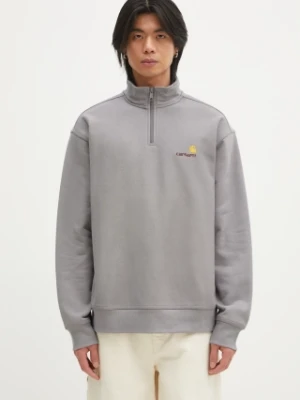 Carhartt WIP bluza Half Zip American Script Sweat męska kolor szary gładka I027014.2LRXX