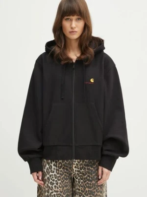 Carhartt WIP bluza Hd American Scr. Jacket damska kolor czarny z kapturem z aplikacją I033057.89XX