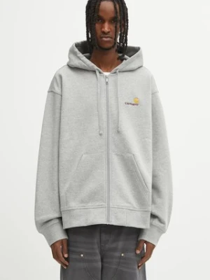 Carhartt WIP bluza Hooded American Script Jacket męska kolor szary z kapturem melanżowa I033063.V6XX
