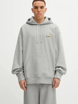 Carhartt WIP bluza Hooded American Script męska kolor szary z kapturem melanżowa I028279.V6XX