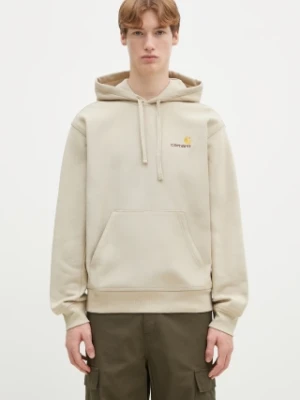 Carhartt WIP bluza Hooded American Script Sweat męska kolor beżowy z kapturem gładka I028279.2LPXX