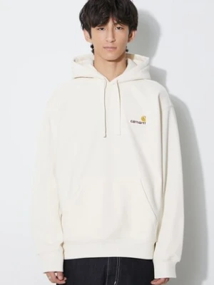 Carhartt WIP bluza Hooded American Script Sweat męska kolor beżowy z kapturem z aplikacją I028279.05XX