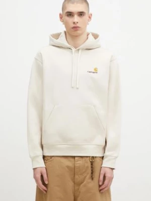 Carhartt WIP bluza Hooded American Script Sweat męska kolor beżowy z kapturem z aplikacją I028279.MOOXX