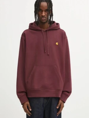 Carhartt WIP bluza Hooded American Script Sweat męska kolor bordowy z kapturem gładka I028279.33KXX