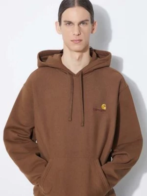 Carhartt WIP bluza Hooded American Script Sweat męska kolor brązowy z kapturem gładka I028279.1ZDXX