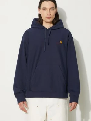 Carhartt WIP bluza Hooded American Script Sweat męska kolor granatowy z kapturem gładka I028279.29LXX