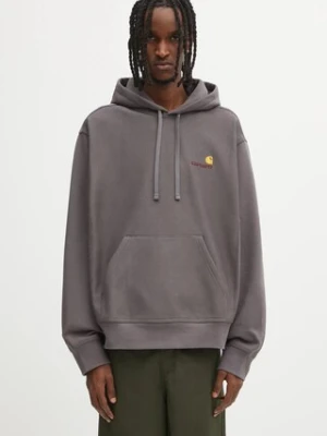 Carhartt WIP bluza Hooded American Script Sweat męska kolor szary z kapturem gładka I028279.33CXX