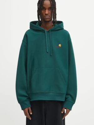 Carhartt WIP bluza Hooded American Script Sweat męska kolor zielony z kapturem gładka I028279.05AXX