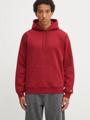 Carhartt WIP bluza Hooded Chase męska kolor czerwony z kapturem gładka I033661.30QXX