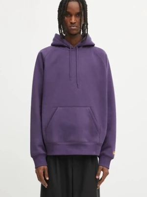 Carhartt WIP bluza Hooded Chase męska kolor fioletowy z kapturem gładka I033661.37YXX
