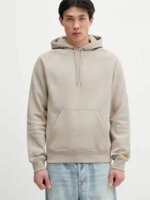 Carhartt WIP bluza Hooded Chase Sweat męska kolor beżowy z kapturem gładka I033661