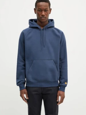 Carhartt WIP bluza Hooded Chase Sweat męska kolor niebieski z kapturem gładka I033661