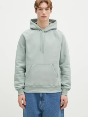 Carhartt WIP bluza Hooded Chase Sweat męska kolor turkusowy z kapturem gładka I033661.2O2XX