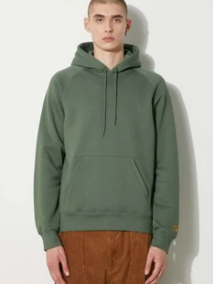 Carhartt WIP bluza Hooded Chase Sweat męska kolor zielony z kapturem gładka I033661.29YXX