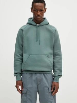 Carhartt WIP bluza Hooded Chase Sweat męska kolor zielony z kapturem gładka I033661