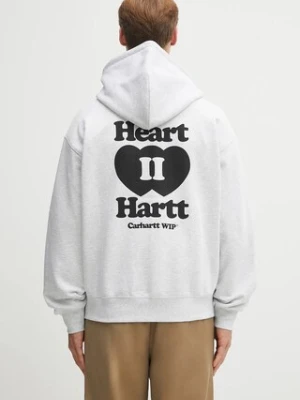 Carhartt WIP bluza Hooded Heart II Hartt męska kolor szary z kapturem z aplikacją I035176.482XX
