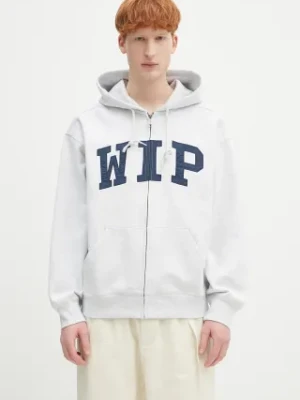 Carhartt WIP bluza Hooded WIP Sweat Jacket męska kolor szary z kapturem z aplikacją I034691.48206
