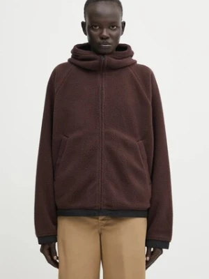 Carhartt WIP bluza polarowa W' Hooded Helix Fleece Jacket damska kolor brązowy z kapturem gładka I035461.3ANXX