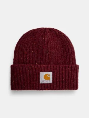 Carhartt WIP czapka Anglistic Beanie kolor bordowy z grubej dzianiny wełniana I013193.2IZXX