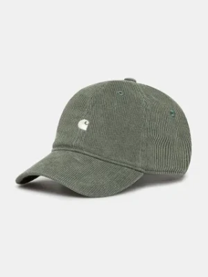 Carhartt WIP czapka bawełniana I028955 Harlem Cap kolor zielony gładka