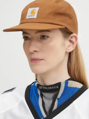 Carhartt WIP czapka z daszkiem bawełniana Backley Cap kolor brązowy z aplikacją I034853