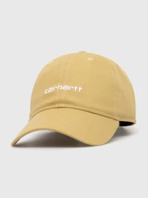 Carhartt WIP czapka z daszkiem bawełniana Canvas Script Cap kolor beżowy gładka I028876.22WXX