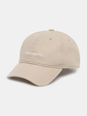 Carhartt WIP czapka z daszkiem bawełniana Canvas Script Cap kolor beżowy I028876.2W1XX