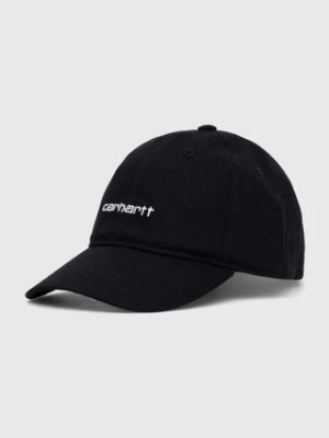 Carhartt WIP czapka z daszkiem bawełniana Canvas Script Cap kolor czarny z aplikacją I028876.0D2XX