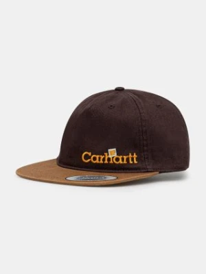 Carhartt WIP czapka z daszkiem bawełniana Label Script Coach Cap kolor brązowy z aplikacją I034361.51XX