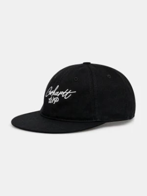 Carhartt WIP czapka z daszkiem bawełniana Signature Cap kolor czarny z aplikacją I034036.K02XX