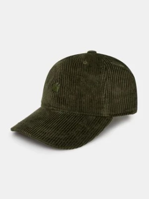 Carhartt WIP czapka z daszkiem sztruksowa Harlem Cap kolor zielony gładka I026890.2BRXX