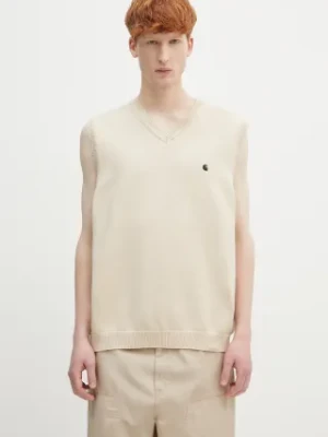 Carhartt WIP kamizelka bawełniana Madison Vest Sweater męski kolor beżowy I033036