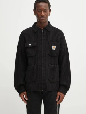 Carhartt WIP kardigan z dodatkiem wełny Chore Knit Jacket męski kolor czarny I035399.89XX