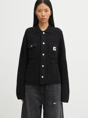 Carhartt WIP kardigan z dodatkiem wełny W' Michigan Sweater damski kolor czarny ciepły I035379.89XX